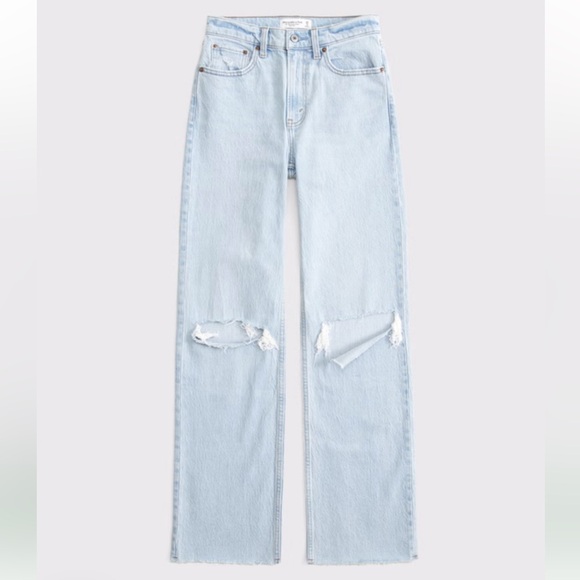 Abercrombie & Fitch Denim - Abercrombie High Rise 90s Relaxed Raw Hem Jean